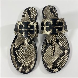 New Tory Burch Leigh Leather Logo Thong Flip Flop !